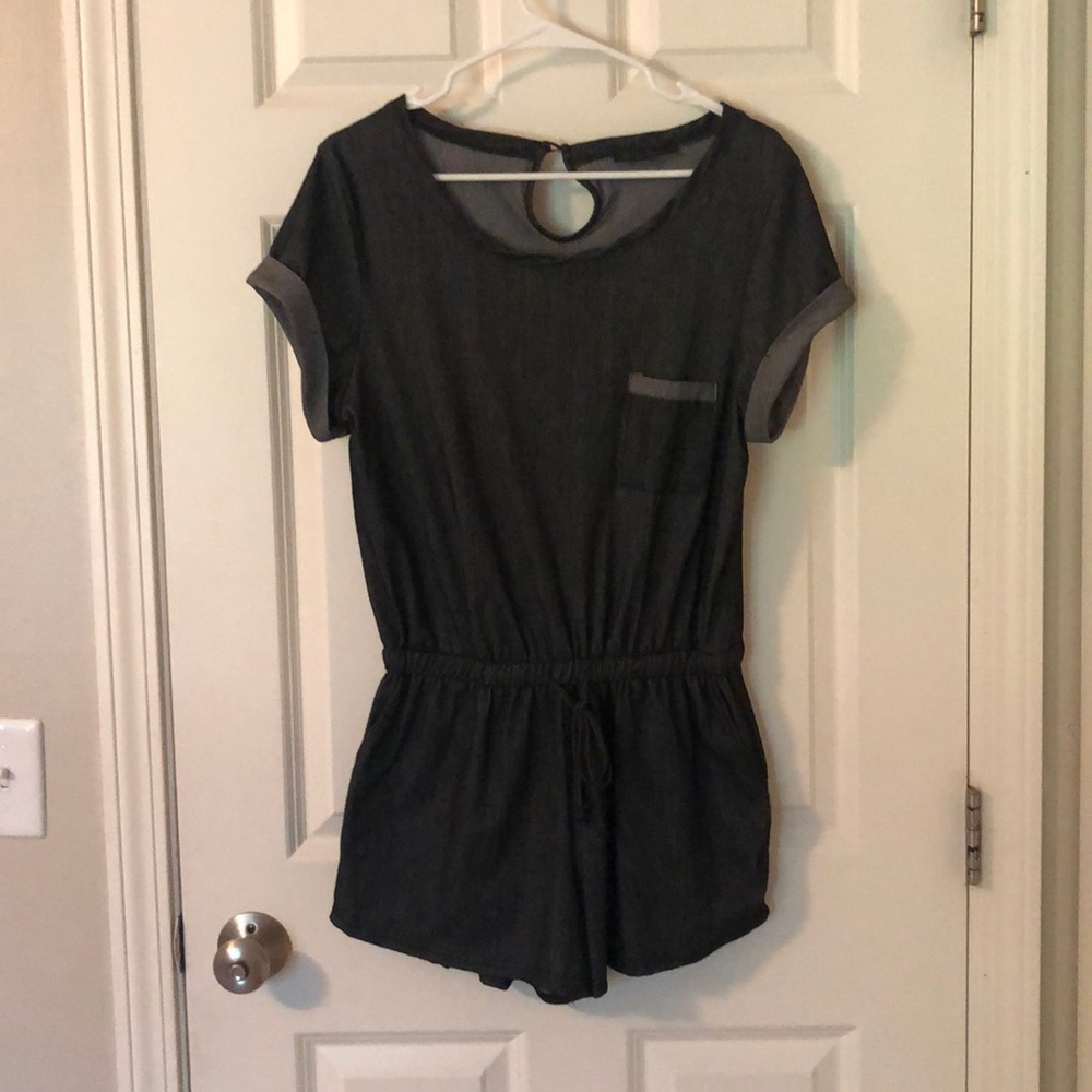 Black Chambray Romper